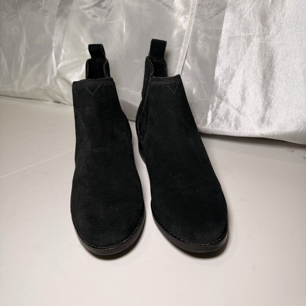 TOMS Women’s Black Ankle Boots Slip-On US 8.5Wide EU 39 Suede Nubuck